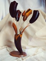 Tulip bouquet made of retro horn