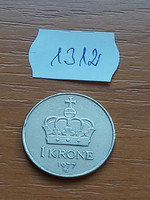 Norway 1 kroner 1977 copper-nickel, v. King Olav 1312
