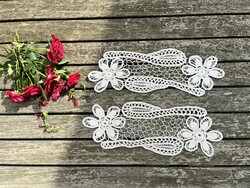 2 lace tablecloths in a pair of eggshell-colored lace crocheted with a beautiful pattern