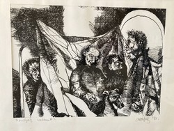 Magyar művész, 1981 - jelzett kvalitásos tus grafika, 31x44 cm