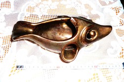 Bronz szinü kerámia halacska formáju kis tartó, akár hamutartó hossza 19 cm