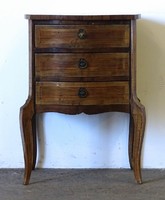 1R464 antique three-drawer small cabinet bedside table 80.5 X 60 x 39 cm