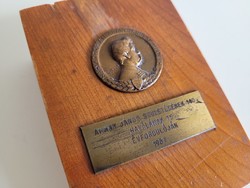 Old bronze commemorative plaque 1957 Nagykőrös golden János high school