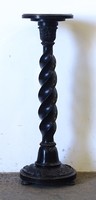 1R460 antique carved twisted column large black flower stand pedestal 102 cm