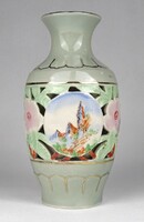 1R429 Régi jelzett áttört koreai porcelán váza 17.5 cm