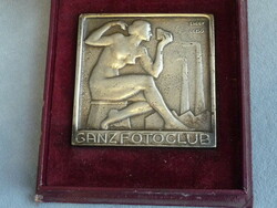 Erdey decorative plaque silver-plated plaque artistic photo exhibition commemorative plaque 1938 Jenő Ganz Horányi