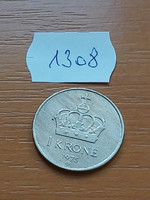 Norway 1 kroner 1975 copper-nickel, v. King Olav 1308