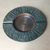 Brutalist copper alloy candle holder, ashtray, bowl