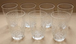 7 db régi átlátszó üveg kristály (?) pohár, metszett, egyben eladó