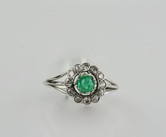 Smaragd Gyémántokkal arany gyűrű.Igazolással