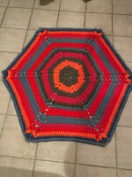 Children's play mat, hand-crocheted, made of thick cotton T-shirt yarn, hexagonal, 130x115 cm