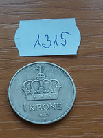NORVÉGIA 1 KORONA 1982  Réz-nikkel, V.Olav király  1315