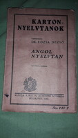 1935.  Dr. Rózsa Dezső - Karton-nyelvtanok - Angol nyelvtan könyv HIBÁTLAN -Kir. M. Egyetemi