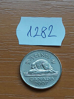 Canada 5 cents 2007 beaver, ii. Elizabeth, steel nickel 1282
