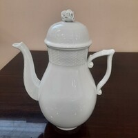 Nagy Fehér Herendi porcelán teás kanna, tea kiöntő, kancsó