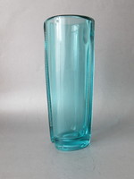 Sea blue, art deco glass vase (24 cm)