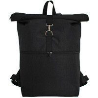 Water- and abrasion-resistant large black roll top backpack