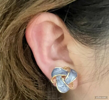 Geometric fire enamel earrings, blue, 14 carat gold-plated, the pin is medical steel.