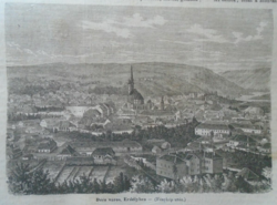 D203384  DÉS város, Erdélyben Máramaros vm -(Dej) eredeti  fametszet egy 1866-os újságból