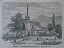 D203383  Viski ref.templom Erdélyben Máramaros vm - eredeti  fametszet egy 1866-os újságból