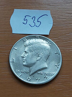 USA 50 CENT 1/2 DOLLÁR 1972 / D, Half Dollár, John F. Kennedy, "FG" mesterjel a hátlapon  535
