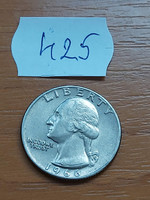 USA 25 CENT 1/4 DOLLÁR 1966 Quarter, George Washington, Réz - nikkel, 425