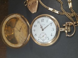 Waltham Philadelphia America pocket watch, gold plated triple lid pocket watch, with chain.