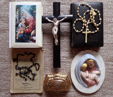 Metal cross crucifix corpus corpus jesus rosary prayer rosary porcelain Virgin Mary little songbook