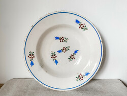 Folk wall plate, hard ceramic dinner plate, rustic decoration.