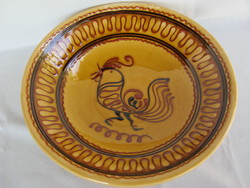 Hódmezővásárhely ceramic decorative plate wall bowl plate with rooster decoration