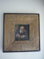 Olvasó rabbi. XIX. századi festmény, olaj, fa lapon. 2405 22