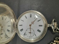 Swiss niellos pocket watch silver 800 pocket watch with triple cover, chain.