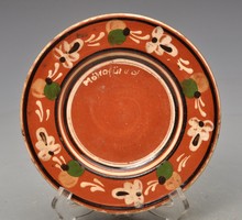 Folk small plate with Mátrafured inscription. 16 Cm