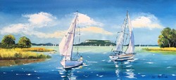Balaton sailboats, contemporary impression