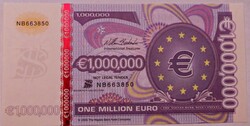 1 millió euro fantáziapénz egyedi sorszámmal, igényes kivitelben