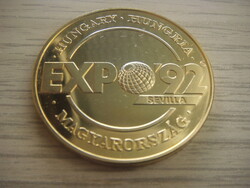 Expo 1992 gold-plated commemorative medal 30.62 Gr 43 mm