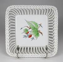 1R674 Hecsedlis Herend porcelain wicker tray 15 x 15 cm