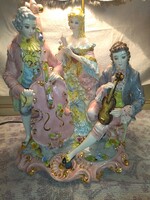 Huge fabulous baroque band vintage capadimonte porcelain complete lamp