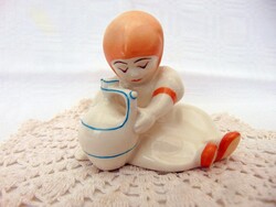 Zsolnay porcelain jug girl with shield seal