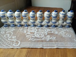 A special 10-piece spice holder set with an old onion pattern, in good condition