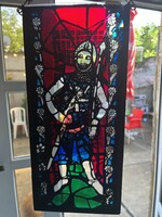 Knight scene glass picture with metal frame! 36*17cm!