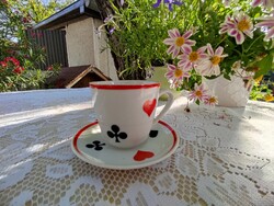 Zsolnay franciakártya mintás kávés csésze+ csészealj