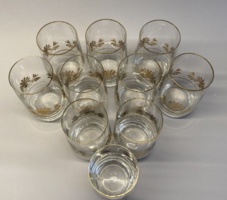 Gold-plated glass set with wine water, display case condition