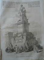 D203407 p177 SOPRON  Izsó Miklós Széchenyi-szobor Mátrai Lajos -fametszet és cikk-1866-os újságból