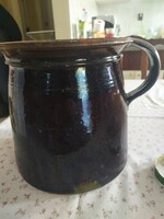Old jam jar with brown glaze in beautiful condition