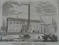 D203405 p176 Budapest -A Pannónia gőzmalom Pesten- eredeti  fametszet egy 1866-os újságból