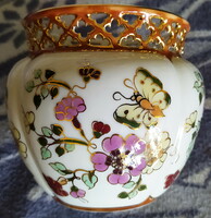 Zsolnay hand painted, gilded, openwork, butterfly pattern