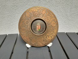 Magyar címeres bronz falitál