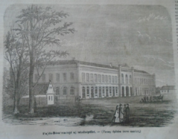 D203413 p201 Hajdúböszörmény - Új iskola épület  (Vecsey) eredeti  fametszet egy 1866-os újságból