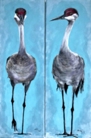 Canadian crane i-ii. - Pair of paintings in one - acrylic painting - 2 pieces 20 x 60 cm
